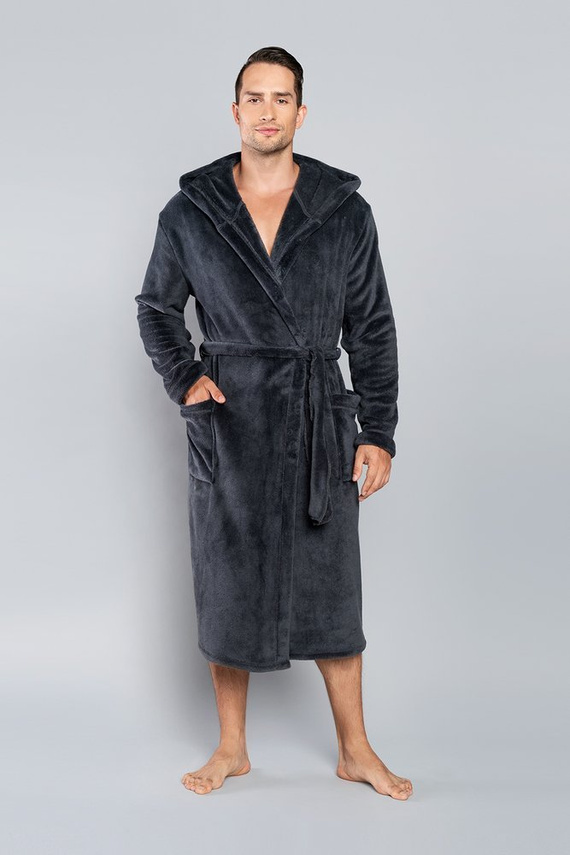 Mimas Мъжки халат с качулка Италианска мода - сив 