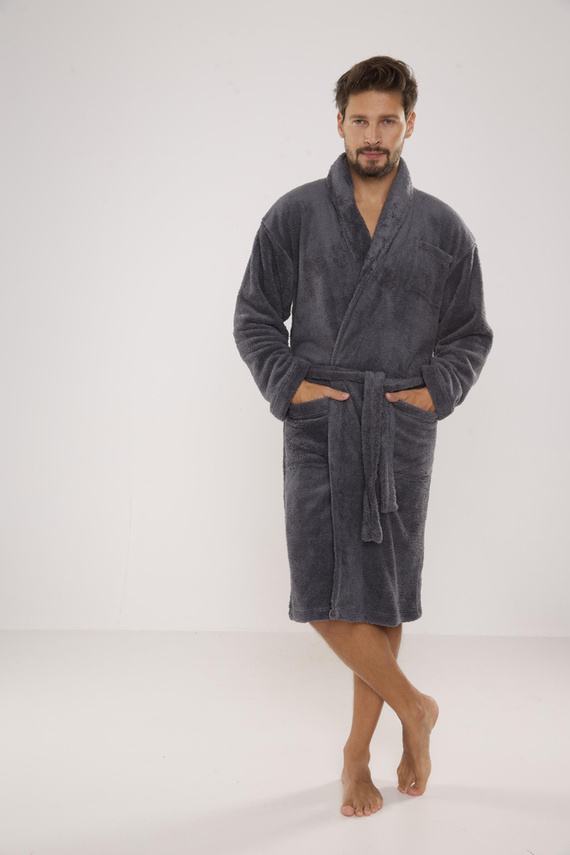 811 Мъжки плюшен халат за баня De Lafense - сив