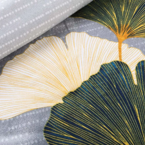 31510/1 Комплект спално бельо от фланел Flanellove Darymex сиво-зелени листа от гинко – комплект, 100% памук, топъл и мек