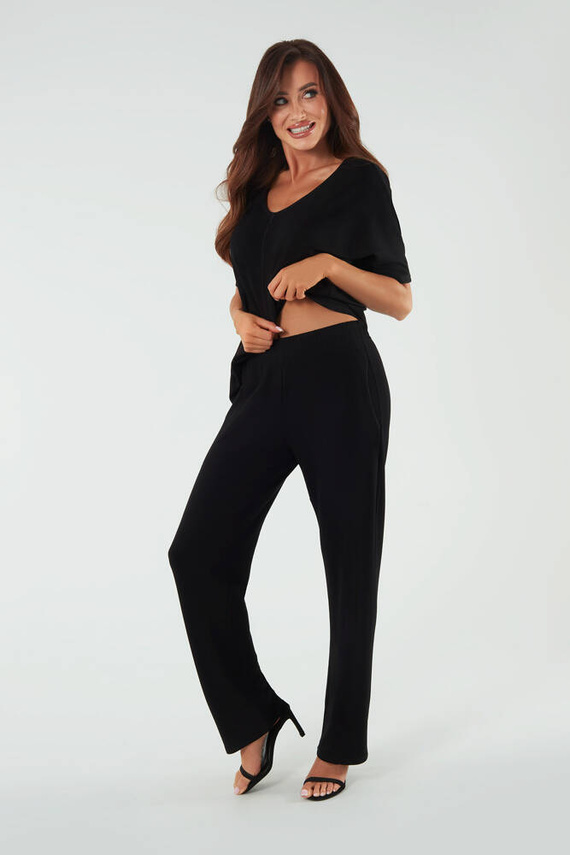 Soler Дълъг панталон за жени Италианска мода - черен