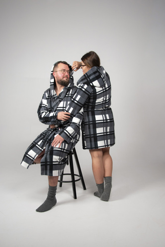 Мъжки халат De Lafense 034 с качулка – Мек, Топъл и Удобен за Дома