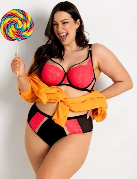 19232 Сутиен Funny Plunge Milano черно-флуо – дълбоко деколте, чувствен, елегантен