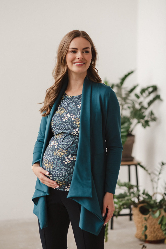 Milk Shirt Блуза за кърмачки и бременни с къс ръкав Milk&Love поляна на морско синьо