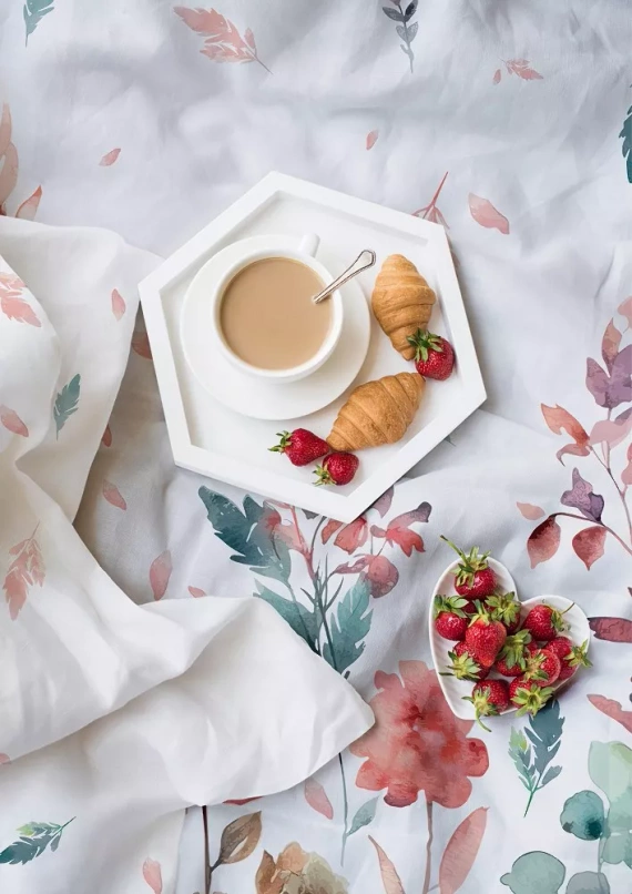 Milargo Verde 001 Сатенено спално бельо с цветя Faro, розово