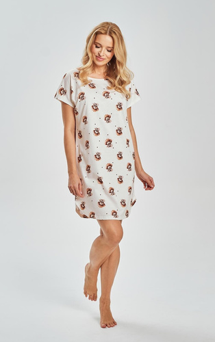 Coco Taro 3517 кафява дамска нощница 100% памук до коляното