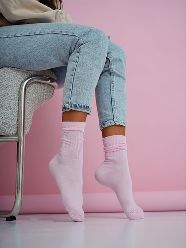 Дамски памучни чорапи Milena 1313-002 – удобни, рипсени pink