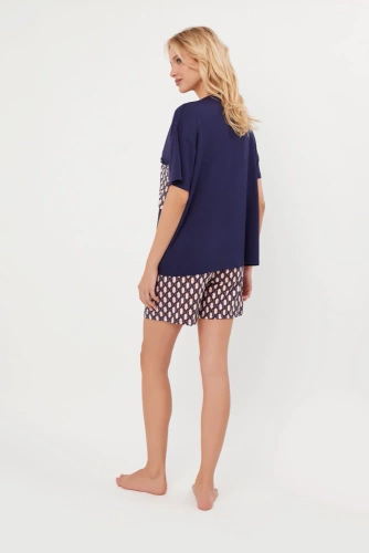 Milda Дамска пижама с къс ръкав и къс панталон Италианска мода - тъмносиньо