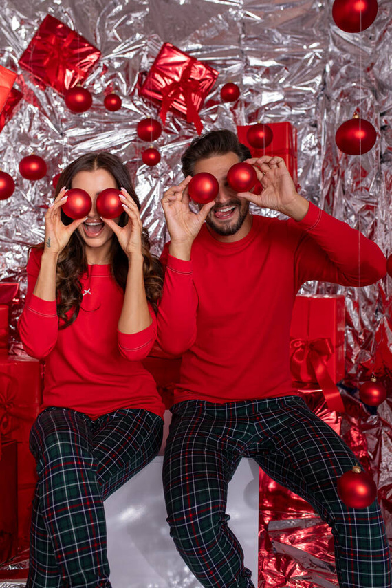 Fogo Мъжка пижама с дълъг ръкав и дълъг панталон Италианска мода - червено/принт 