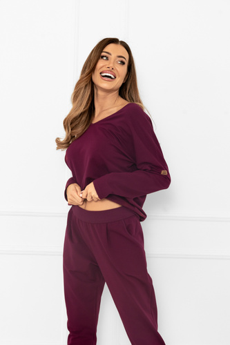 Karina Дамски спортен екип Италианска мода в цвят бордо - памук, удобен