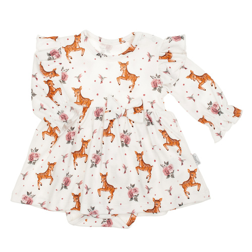 216159 Лала – Боди Nicol, памук, дълъг ръкав, бежов принт