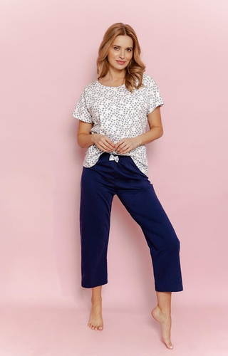 3418 Дамска пижама Demi Taro - памук, къс ръкав, панталон 3/4