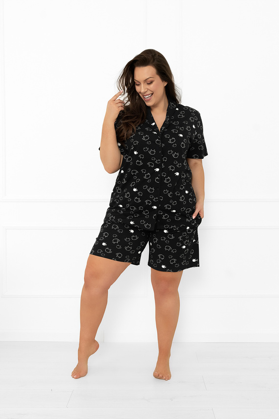 Дамска пижама Bonnie - къс ръкав, къс панталон, памук MEGA SOFT Италианска мода  