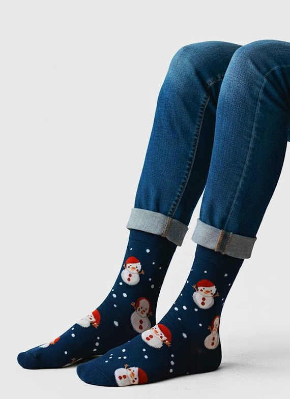 Арт.136 Мъжки коледни чорапи Steven navy blue 164 – Коледни десени, памук