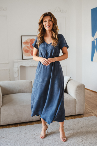 Рокля за бременни и кърмене Milk & Love Lovely Dress Long в тъмносиньо