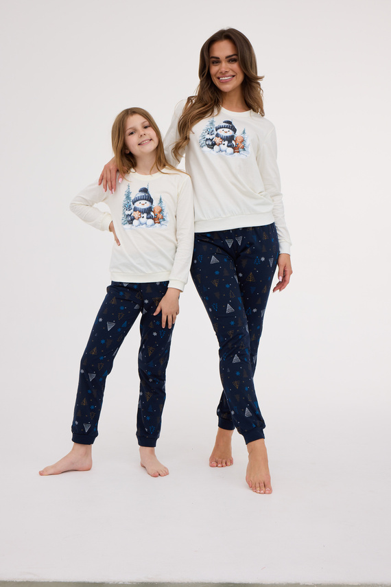 977/189 978/189 Памучна пижама за момичета Snowy Day Cornette с дълъг ръкав | Топла и удобна