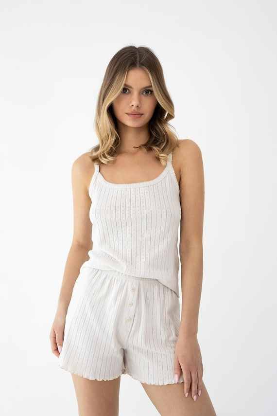 Пижама Sensis Jaylani бежова – дамски памучен комплект 3 части homewear