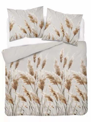 5329 B Спално бельо от сатен Pampas grasses Detexpol сиво