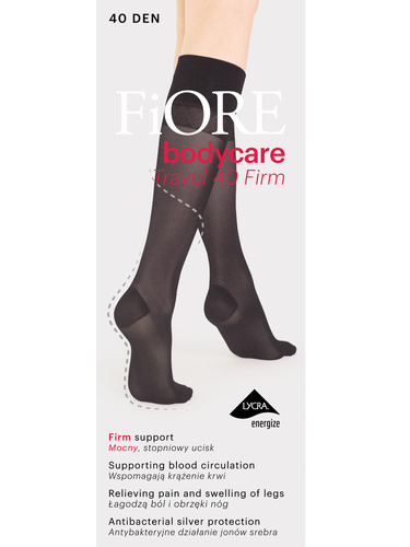 M 2103 Travel Firm Чорапи до коляното 40 den Fiore - черни