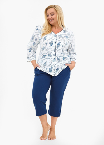 162/446 Дамска пижама Cornette Kristin 2 | 100% памук, цип, 3/4 ръкав и панталон