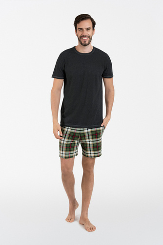 Seward Bis Мъжка пижама с къс ръкав Италианска мода - тъмен меланж