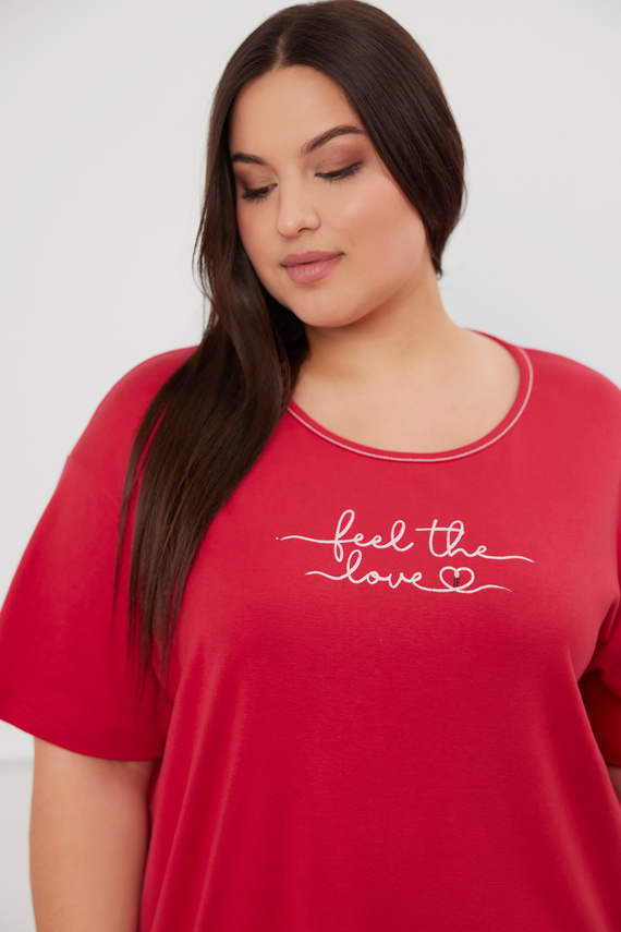 Нощница с къс ръкав Evora Италианска мода - червена 