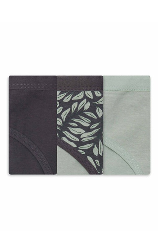 36508-K082 Дамски бикини Henderson в графитно-маслинено сиво - комплект от 3 памучни бикини