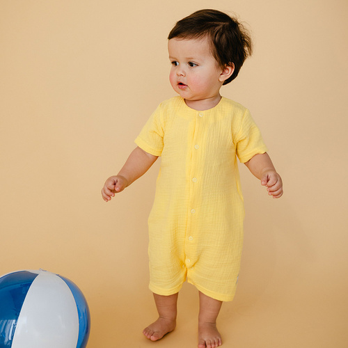 Elephant Rampers baby muslin Eevi - жълто