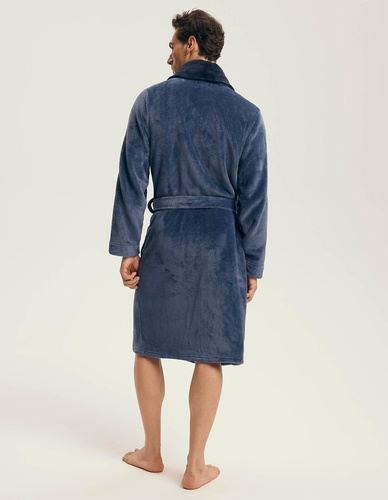 Мъжки халат Henderson 43375 Nantes - шал яка, оребрена структура, елегантен дизайн