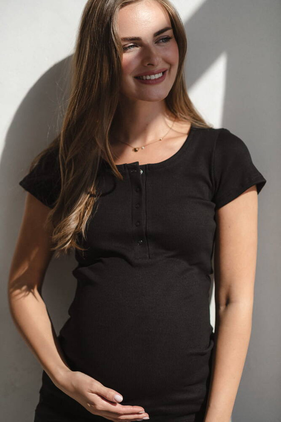 Блуза за бременни и кърмачки Tummy с къс ръкав Milk&Love черна