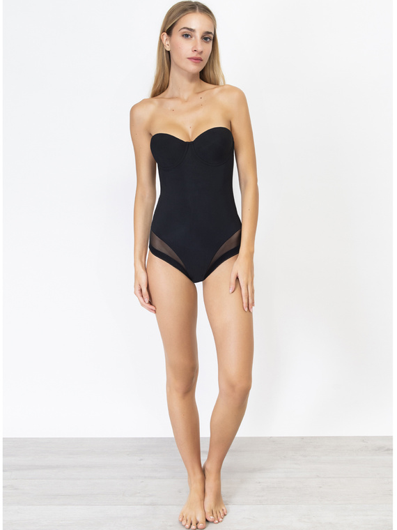 1852 Дамско боди Everybody, балконет от микрофибър, подсилени чашки, безшевно Sielei черно