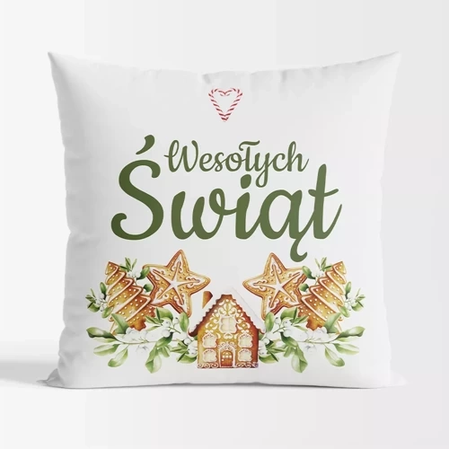 TBN016 Коледна възглавница Gingerbread Marquisette бяла