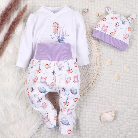 ABN-5472 Боди с дълги ръкави Underwater World Nini бяло – органичен памук, за бебета