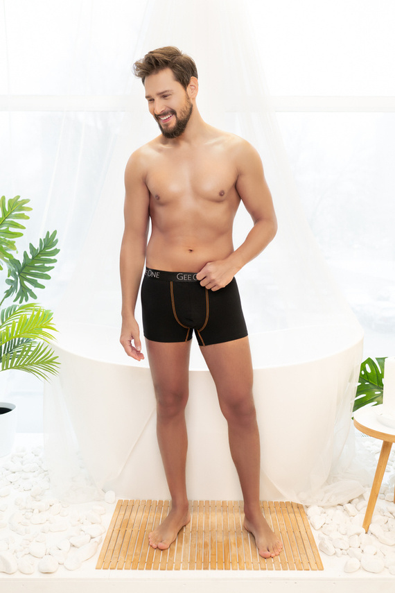 Мъжки боксерки Fluo Италианска мода - черни/флуорово оранжеви