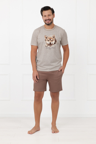 Мъжка пижама Shiba Italian Fashion 100% памук шорти къс ръкав