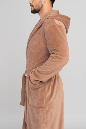 Mimas Мъжки халат с качулка Италианска мода - камила 