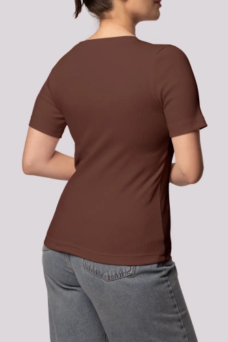 Рипсена дамска тениска на райе Mona, шоколад