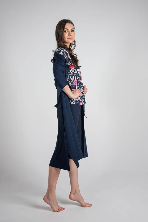 676 Дамска пижама Forex с подметка - тъмно синьо