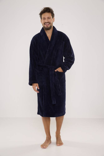 811 Мъжки плюшен халат De Lafense - тъмносин