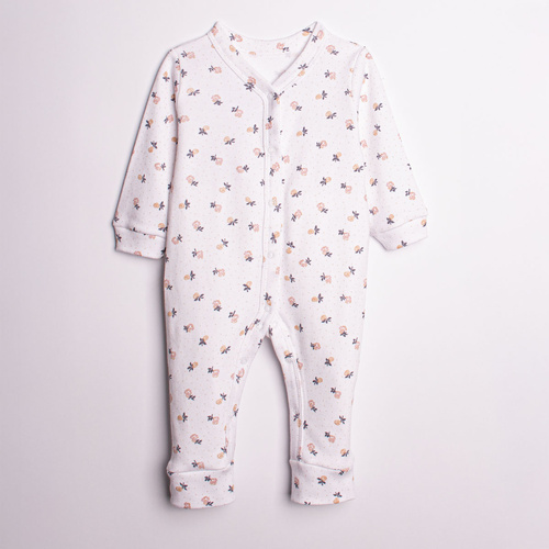 220032 Бебешки гащеризон Nicol 100% памук с дълъг ръкав и деликатен цветен принт