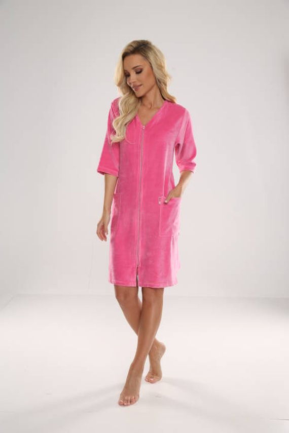 431 Дамски халат от велур Forex - розов