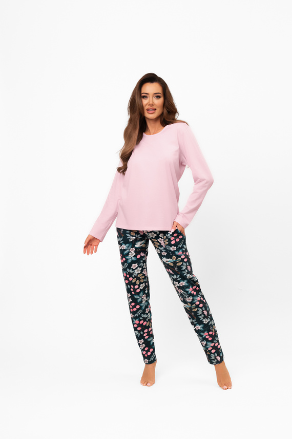 Дамска памучна пижама Marisal - дълъг ръкав, дълъг панталон Италианска мода  