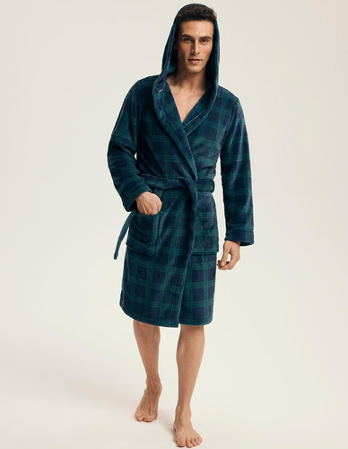 Мъжки халат Henderson 43373 Nickel - качулка, топла плетка, комфорт и елегантност