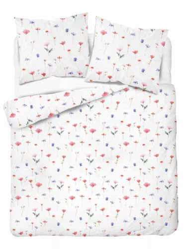 5486 B Спално бельо от сатен Detexpol Satin Stories бяло - розово | 100% памук, сатенирана тъкан, цип, подаръчна опаковка