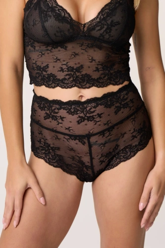 Дамски бикини Babell Night Whisper черни с дантела и висока талия