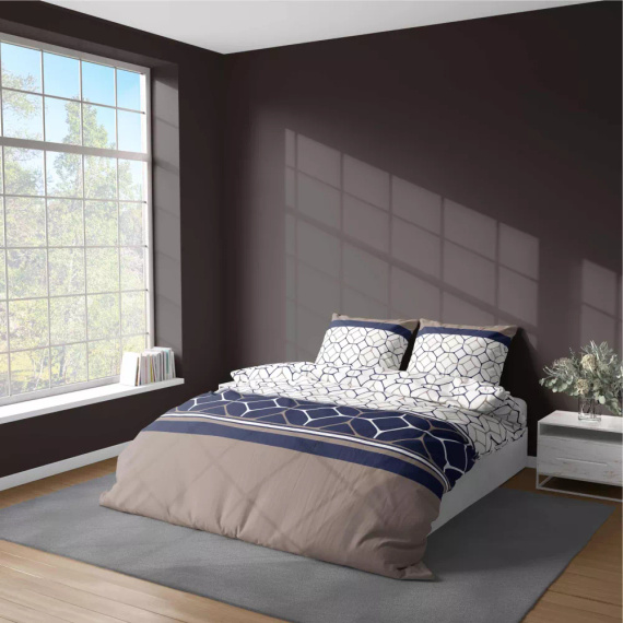 5039 A Спално бельо от микрофибър с шестоъгълен мотив Detexpol, тъмносиньо