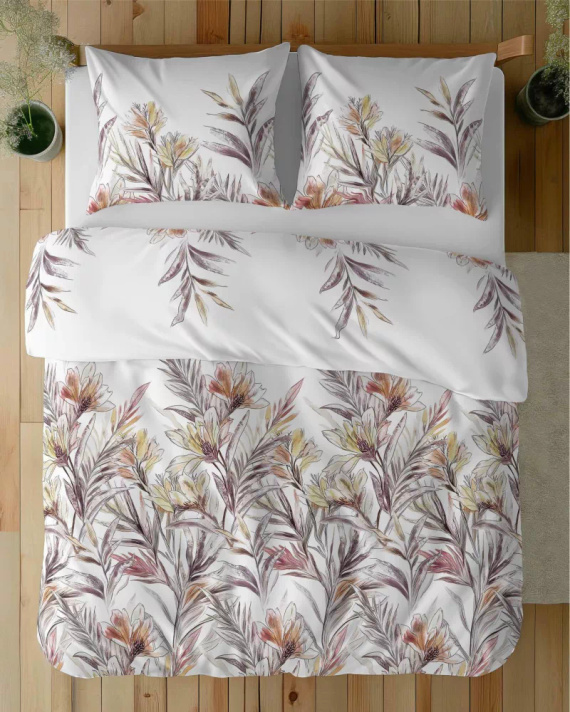 5504 B Памучно спално бельо Tropical Flowers Naturalis – Detexpol бяло