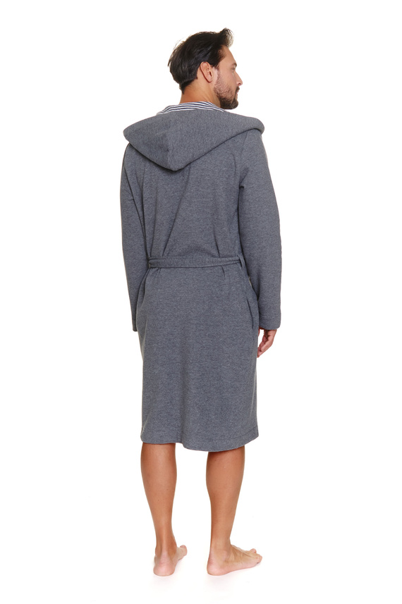 7230 Мъжки халат Doctor Nap - памук, качулка, елегантни покрития - тъмно сив