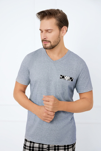 Klark Мъжка пижама с къс ръкав, къси панталони Италианска мода - меланж/принт 