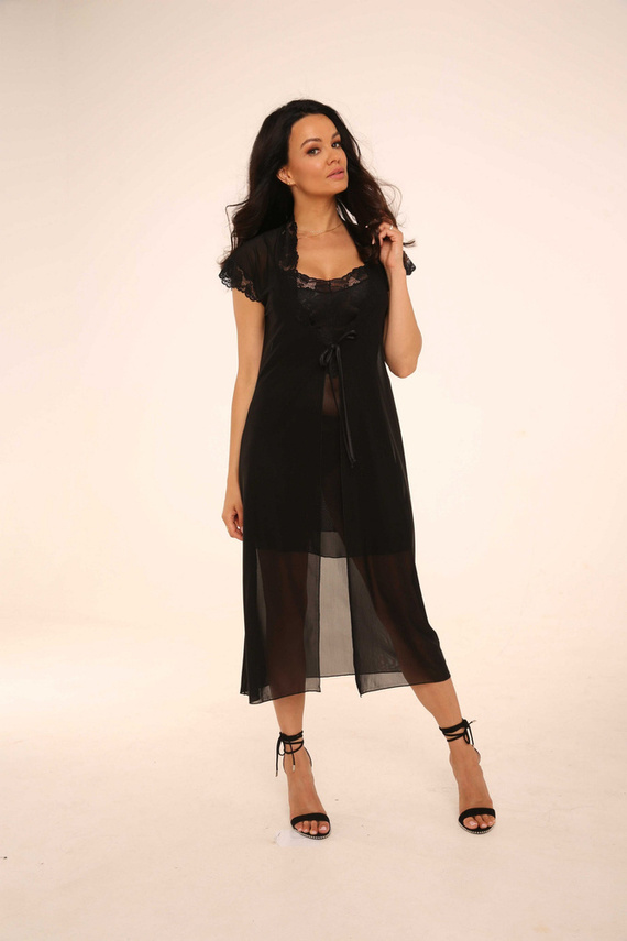 470 Дамски халат Alison Forex - черен