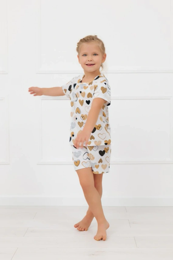 Детска дамска пижама Ariela Italian Fashion – памук, къс ръкав, шорти